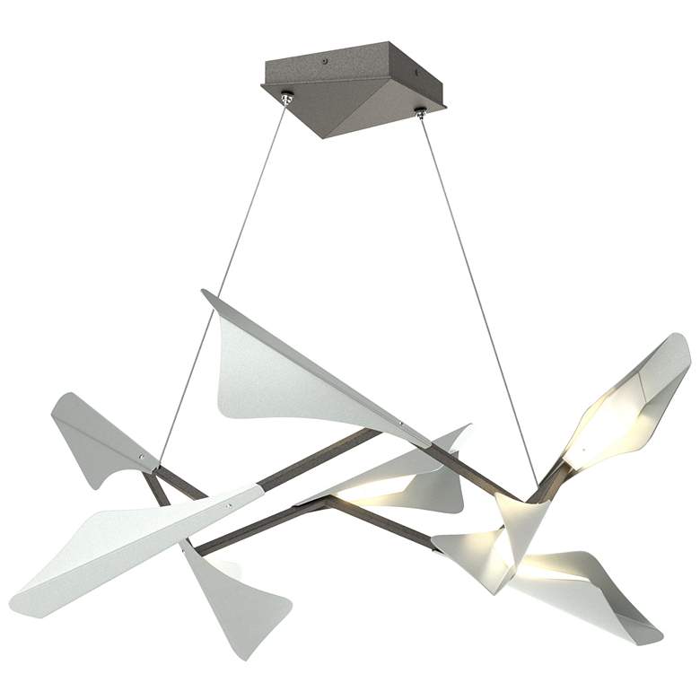 Image 1 Plume 37.6"W 8-Light Vintage Platinum and Iron Standard LED Pendant