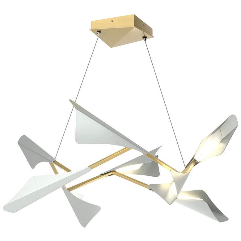 Image 1 Plume 37.6"W 8-Light Vintage Platinum and Modern Brass Standard LED Pe