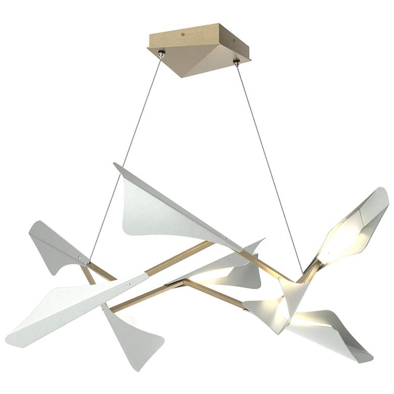 Image 1 Plume 37.6"W 8-Light Vintage Platinum and Soft Gold Standard LED Penda