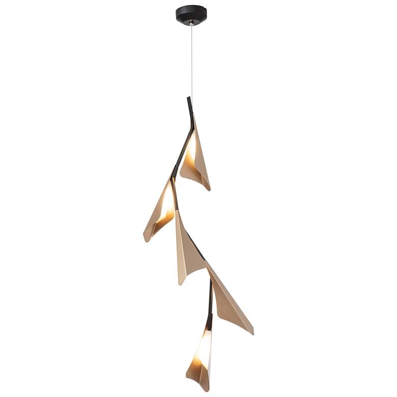Image 1 Plume 5-Light LED Pendant - Black Finish - Gold Accents - Standard Height