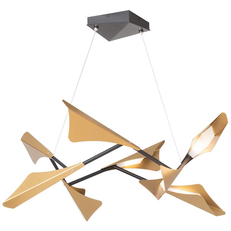 Image 1 Plume 8-Light LED Pendant - Black Finish - Gold Accents - Standard Height