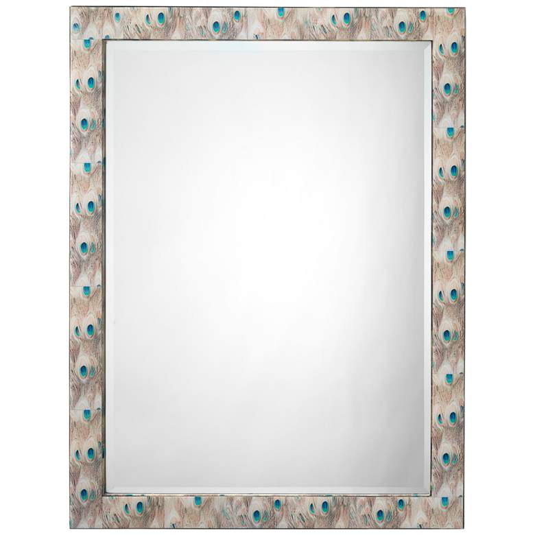 Plume White Peacock 25&quot; x 33&quot; Rectangular Wall Mirror