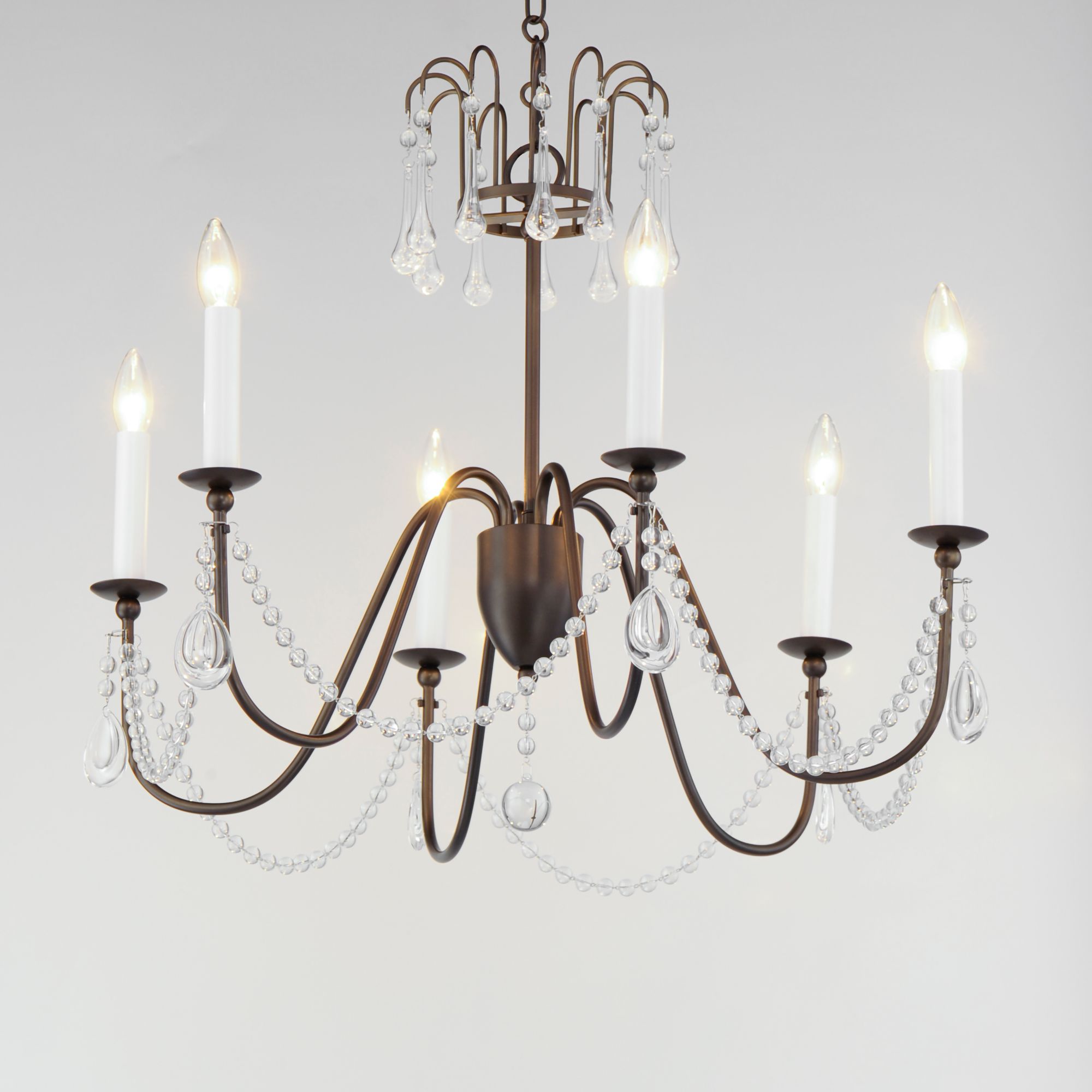 Image 6 Plumette 6-Light 28" Wide Chandelier w Crystal - Chestnut Bronze more views