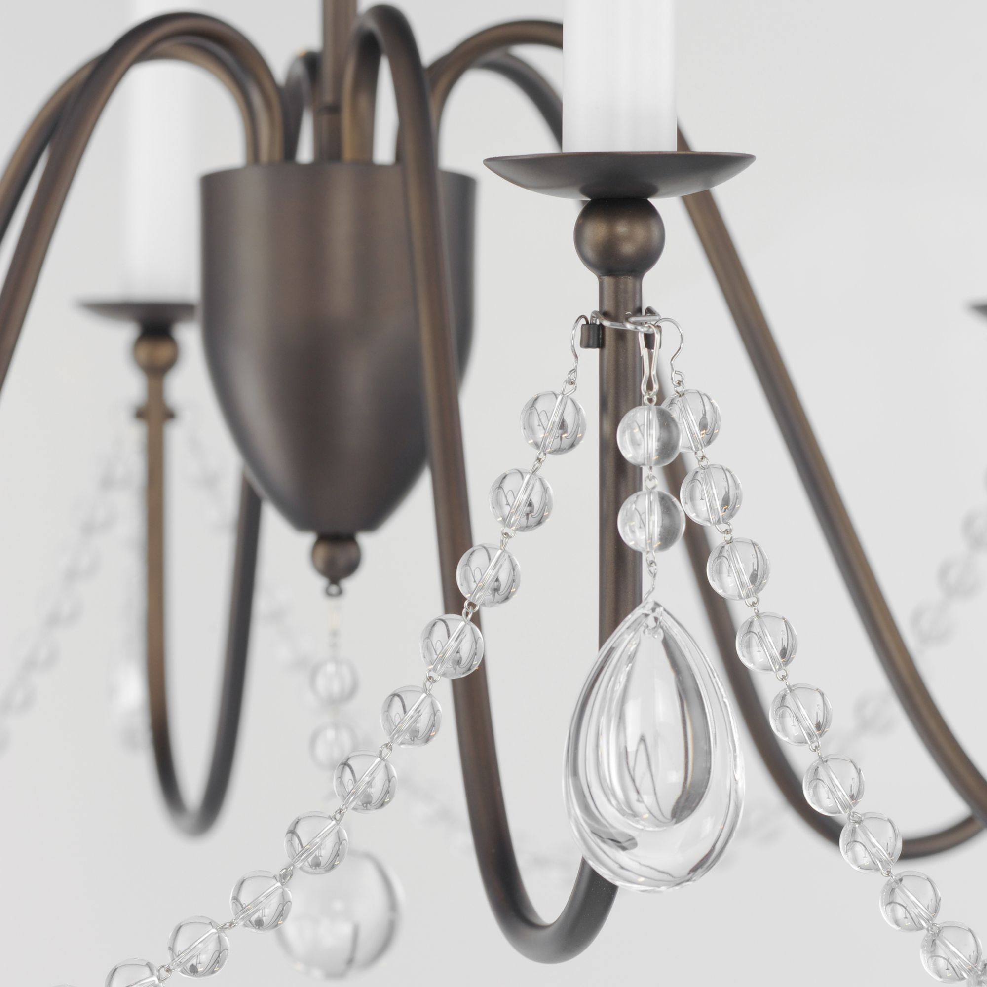 Plumette 6-Light 28" Wide Chandelier w Crystal - Chestnut Bronze