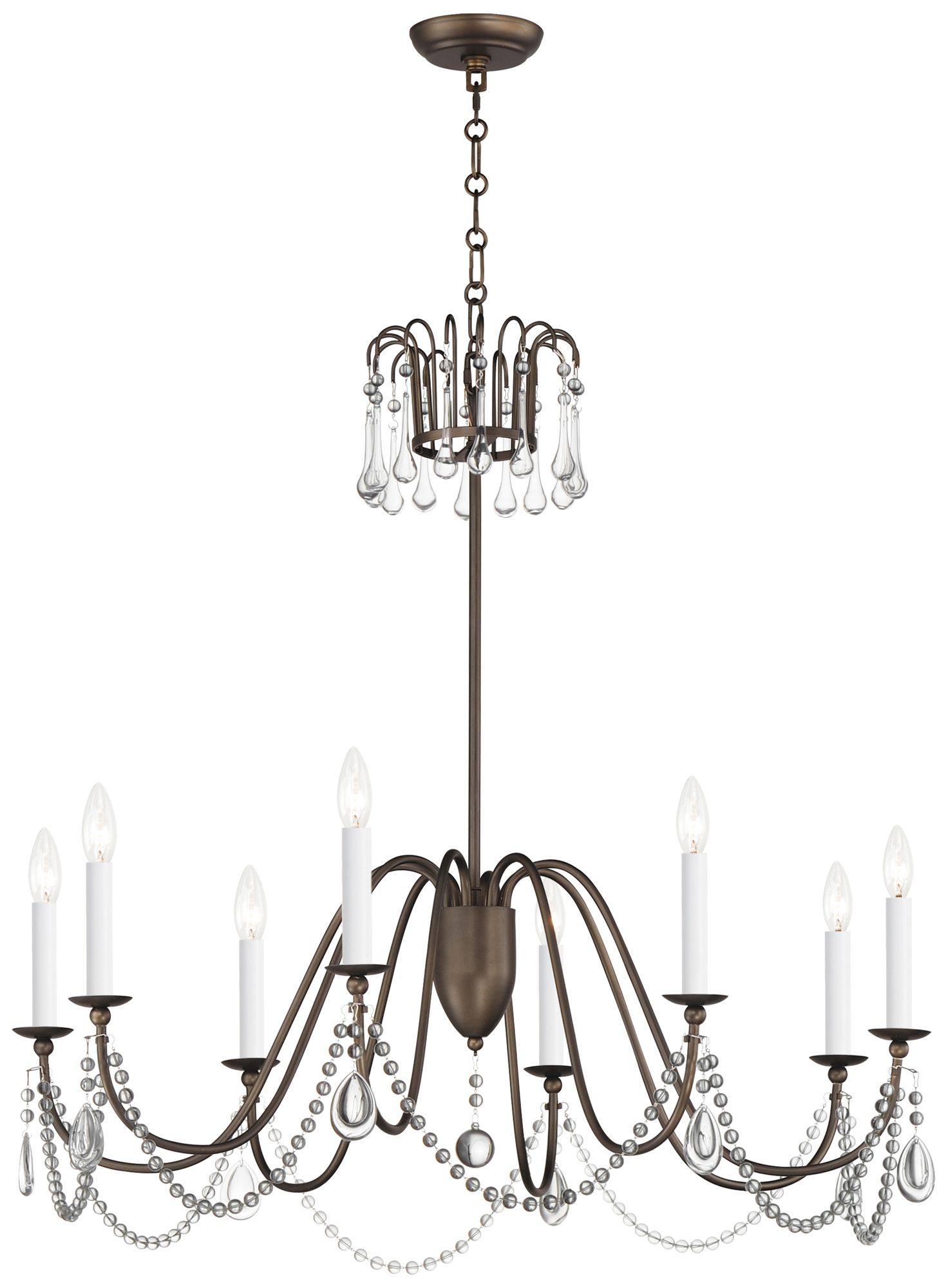 Plumette 8-Light Chandelier w Crystal - Chestnut Bronze