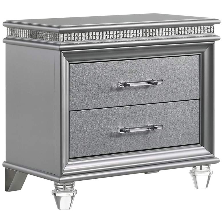 Image 2 Plumley 29 1/2" Wide Silver Wood 2-Drawer Nightstand