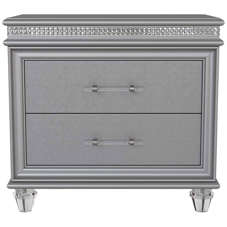 Image 4 Plumley 29 1/2" Wide Silver Wood 2-Drawer Nightstand more views