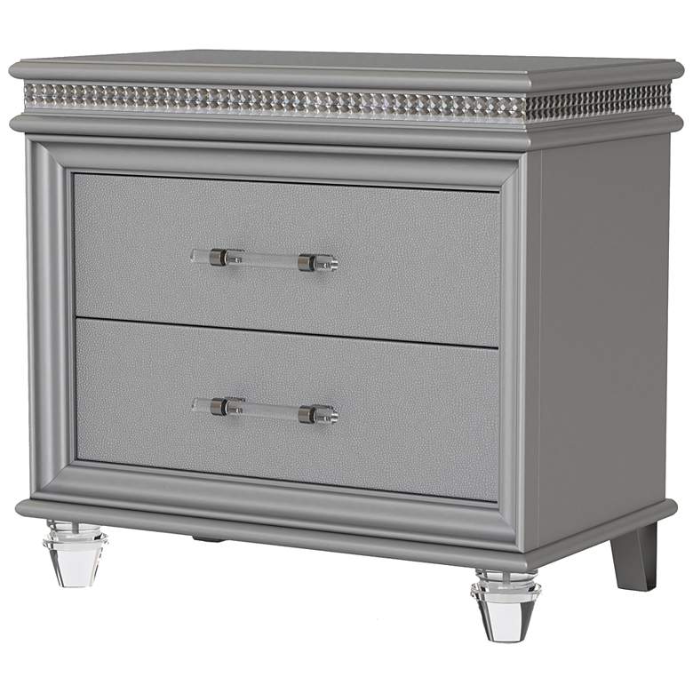 Image 5 Plumley 29 1/2" Wide Silver Wood 2-Drawer Nightstand more views