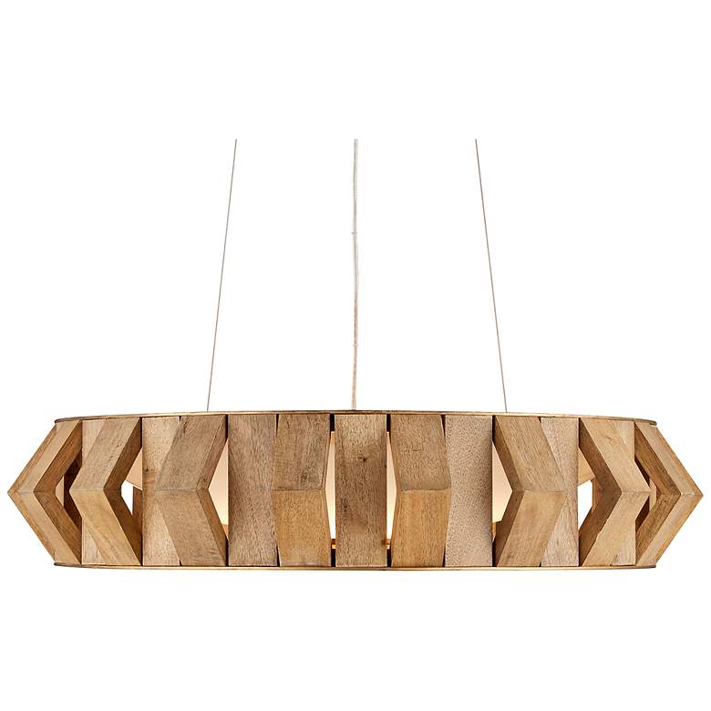 Image 1 Plunge 30" Wide Brass Toffee Wood LED Chandelier