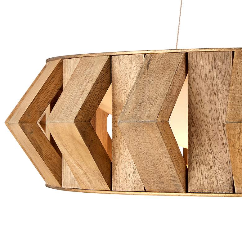 Image 4 Plunge 30" Wide Brass Toffee Wood LED Chandelier more views