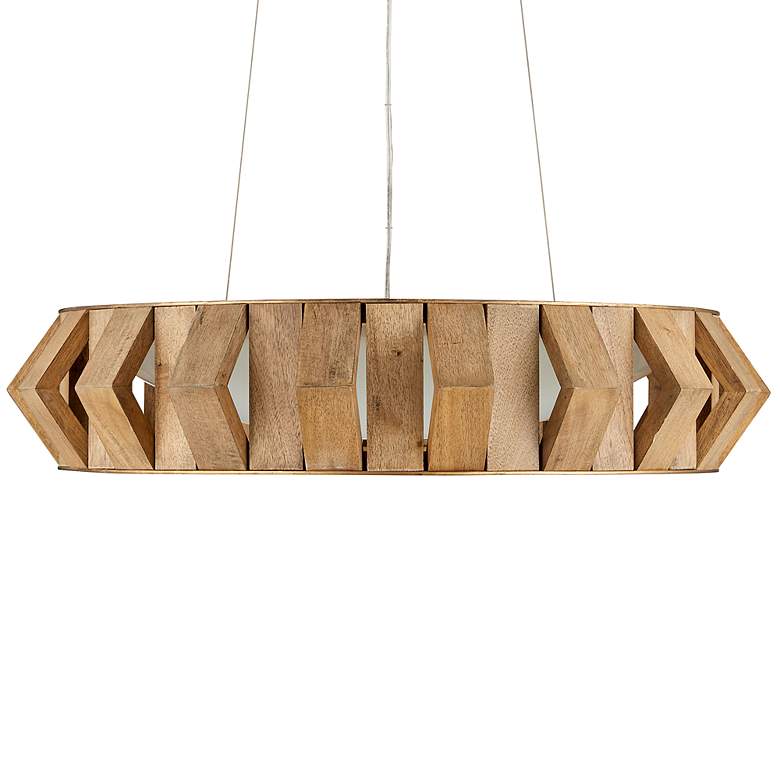 Image 6 Plunge 30" Wide Brass Toffee Wood LED Chandelier more views