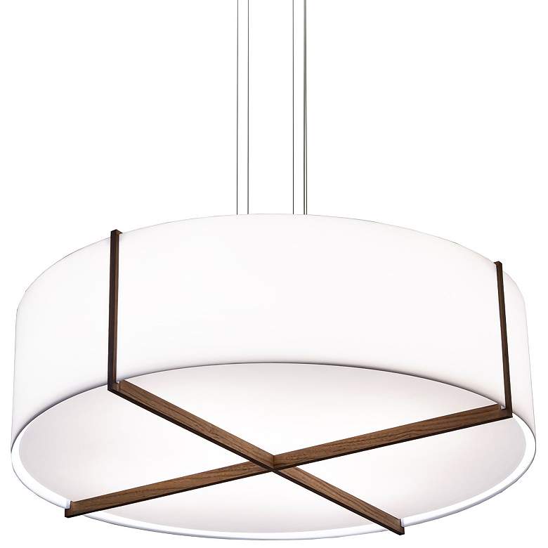 Image 1 Plura 18 inch Dark Stained Walnut &#38; Gloss White 3000K LED Pendant