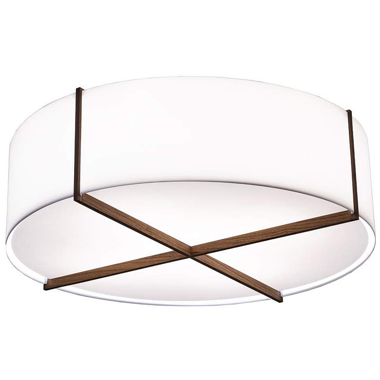 Image 1 Plura 18" Dark Stained Walnut & Gloss White 4000K LED Flushmount