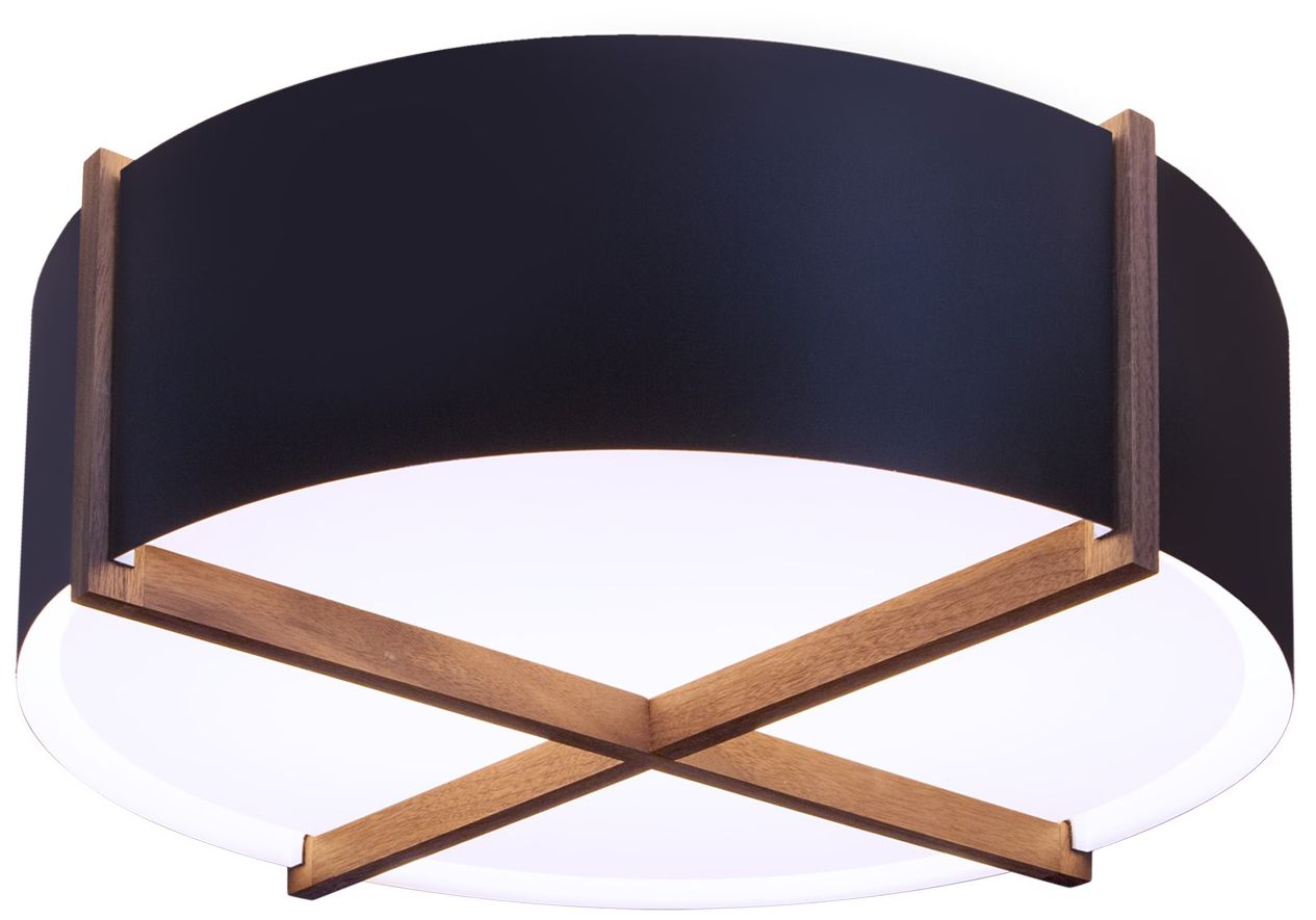 Plura 18" Walnut &amp; Black w/White Interior 3000K LED Flush Made to