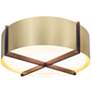Plura 18" Wide Walnut Accented 2700K P1 Driver Brushed Brass LED Flush