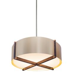 Plura 18&quot; Wide Walnut Accented 2700K P1 Driver Rose Gold LED Pendant