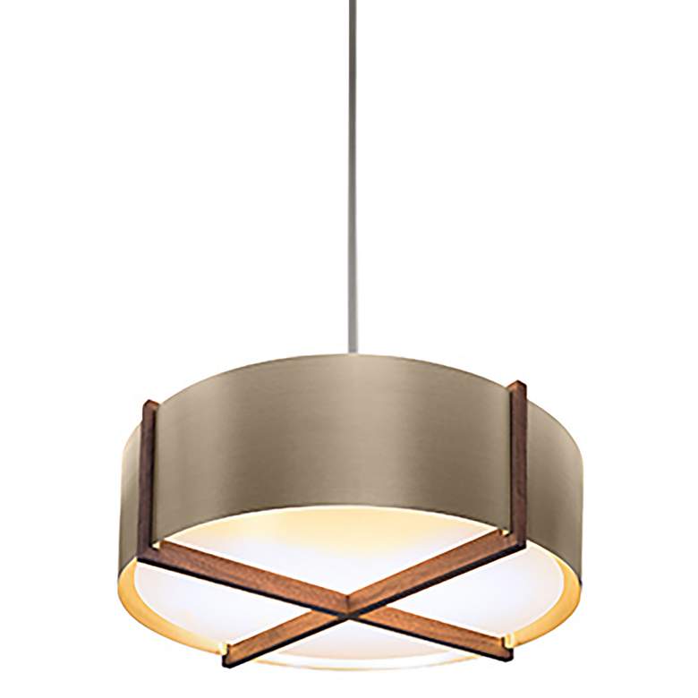 Image 1 Plura 18 inch Wide Walnut Accented 3500K P1 Driver Distressed Brass LED Pe