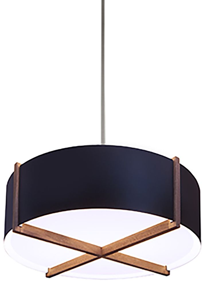 Plura 18" Wide Walnut Accented 3500K P1 Driver Matte Black LED Pendant