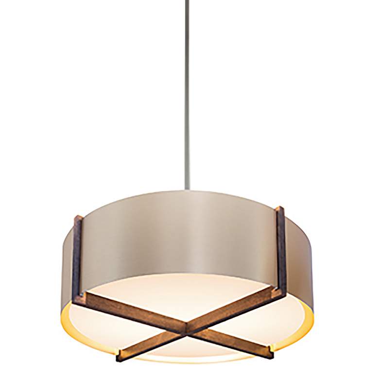 Image 1 Plura 18" Wide Walnut Accented 3500K P1 Driver Rose Gold LED Pendant