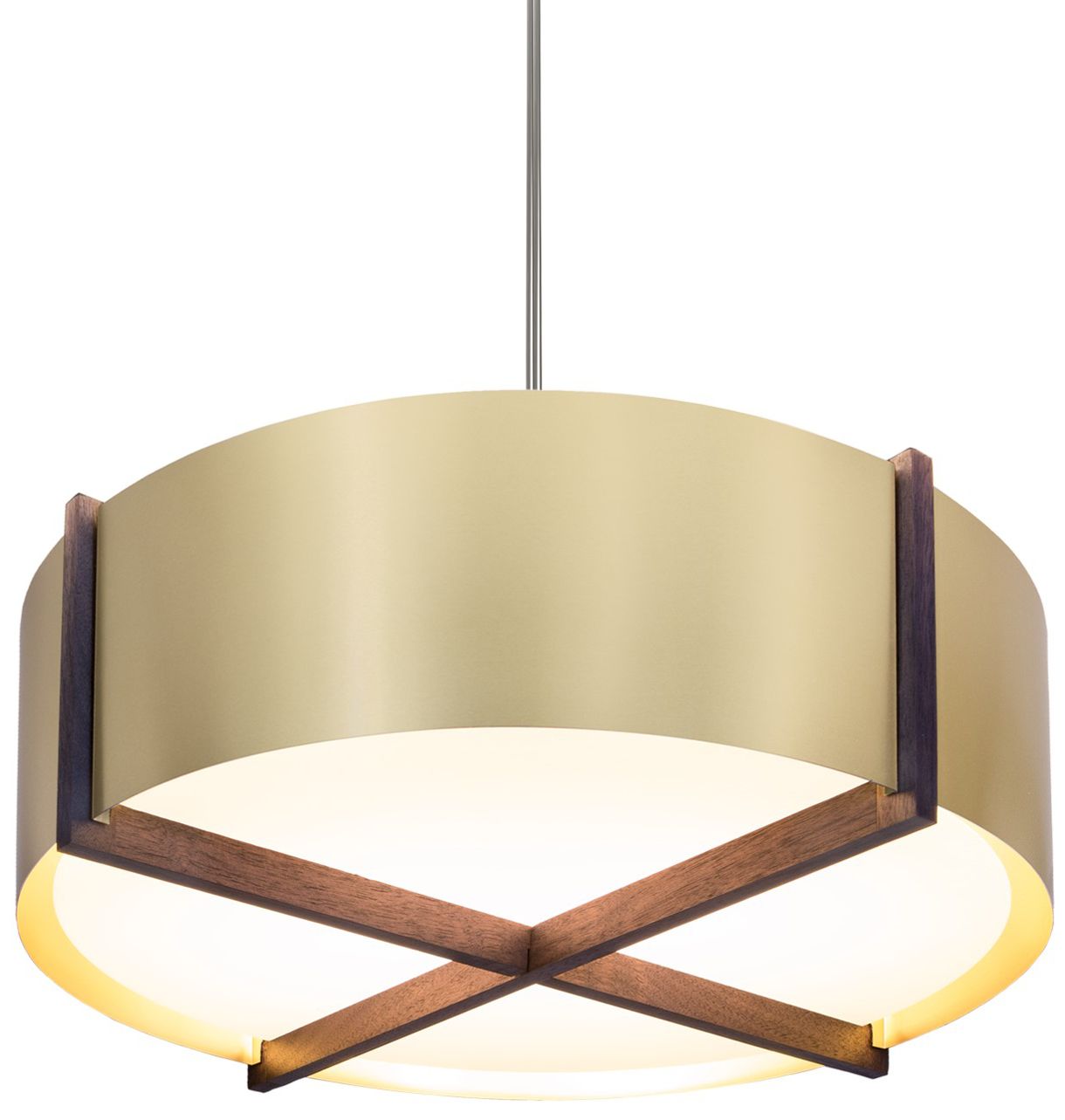 Plura 18" Walnut & Brushed Brass 3000K LED Pendant - Made to Order