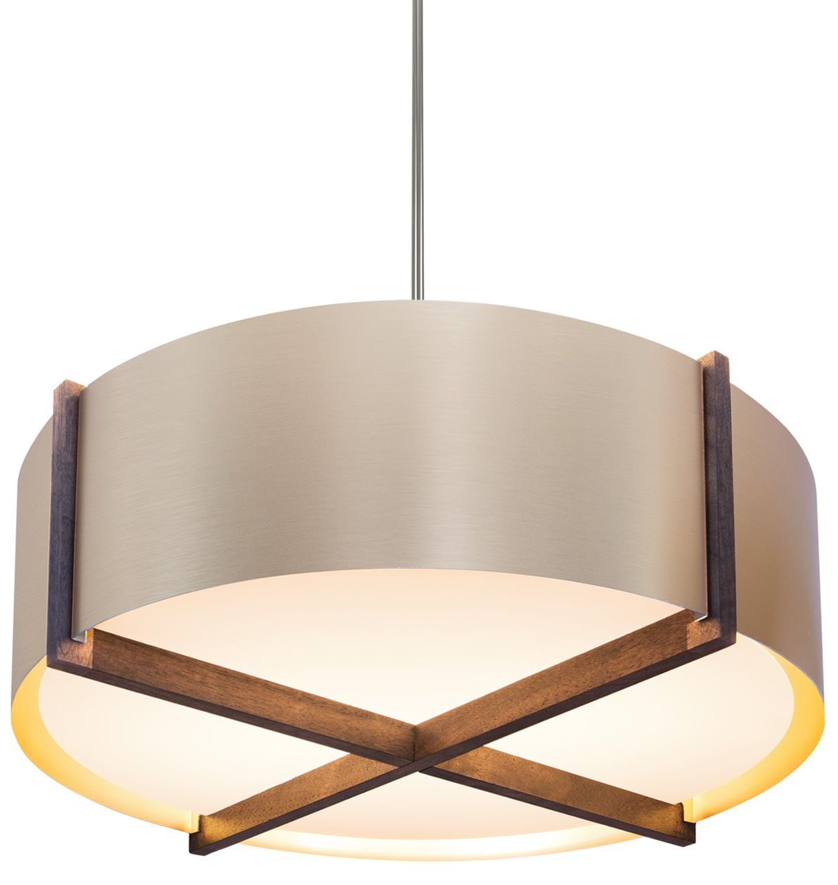 Plura 18" Walnut & Brushed Rose Gold 4000K LED Pendant - Made to Order