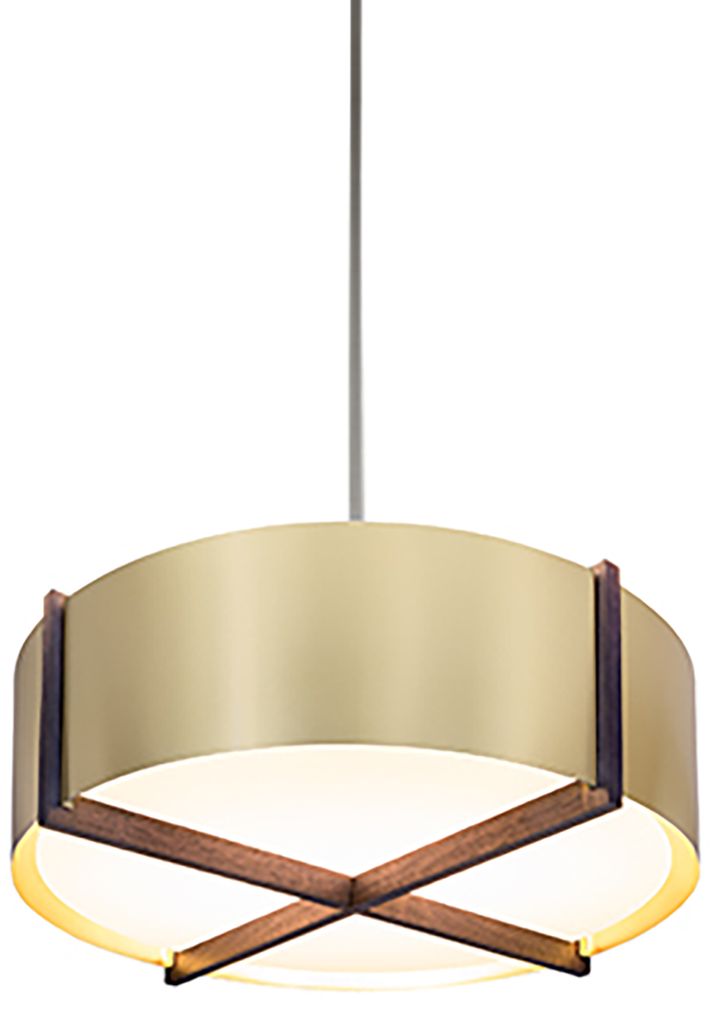 Plura 18" Wide Walnut Accented Brushed Brass Pendant - Made to Order