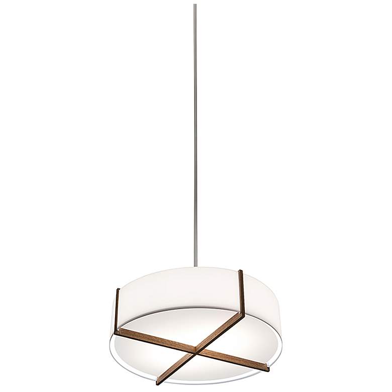 Image 1 Plura 24 inch Walnut 2700K LED Pendant With Frosted Shade
