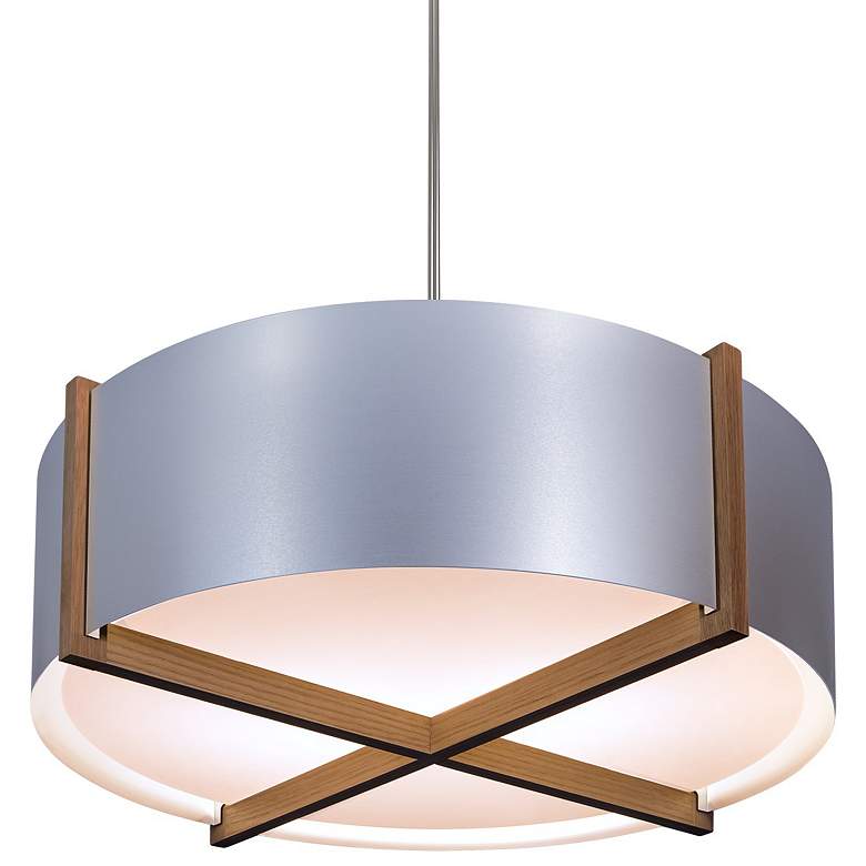 Image 1 Plura 24" Walnut & Brushed Aluminum 3000K LED Pendant