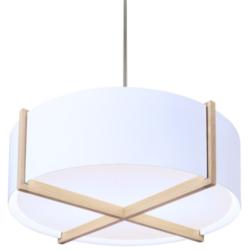 Plura 24" White Washed Oak & Gloss White 3000K LED Pendant