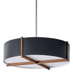 Plura 24" Wide Walnut 2700K LED Pendant Light w/ Black Shade