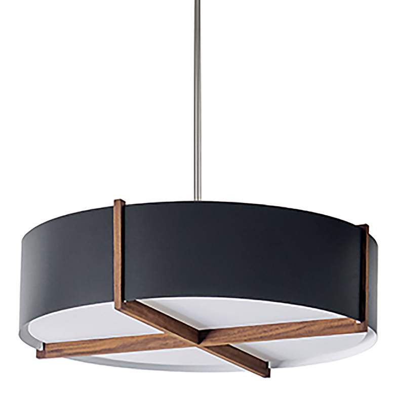 Image 1 Plura 24" Wide Walnut Accented 2700K P1 Driver Matte Black LED Pendant