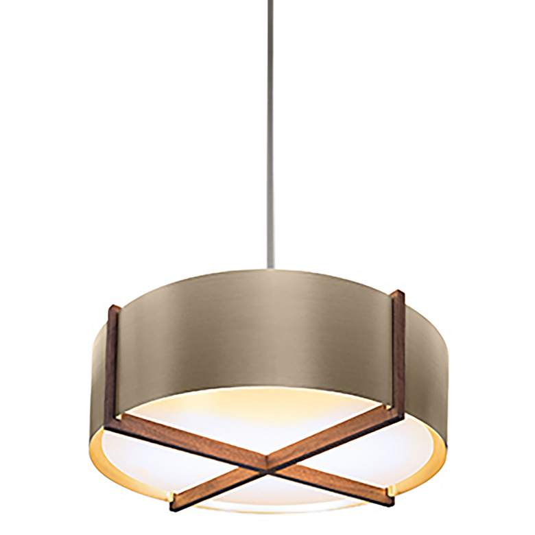 Image 1 Plura 24" Wide Walnut Accented 3500K P1 Driver Distressed Brass LED Pe