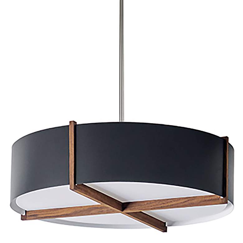 Image 1 Plura 24" Wide Walnut Accented 3500K P1 Driver Matte Black LED Pendant