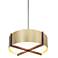 Plura 24" Wide Walnut Accented Brushed Brass Pendant