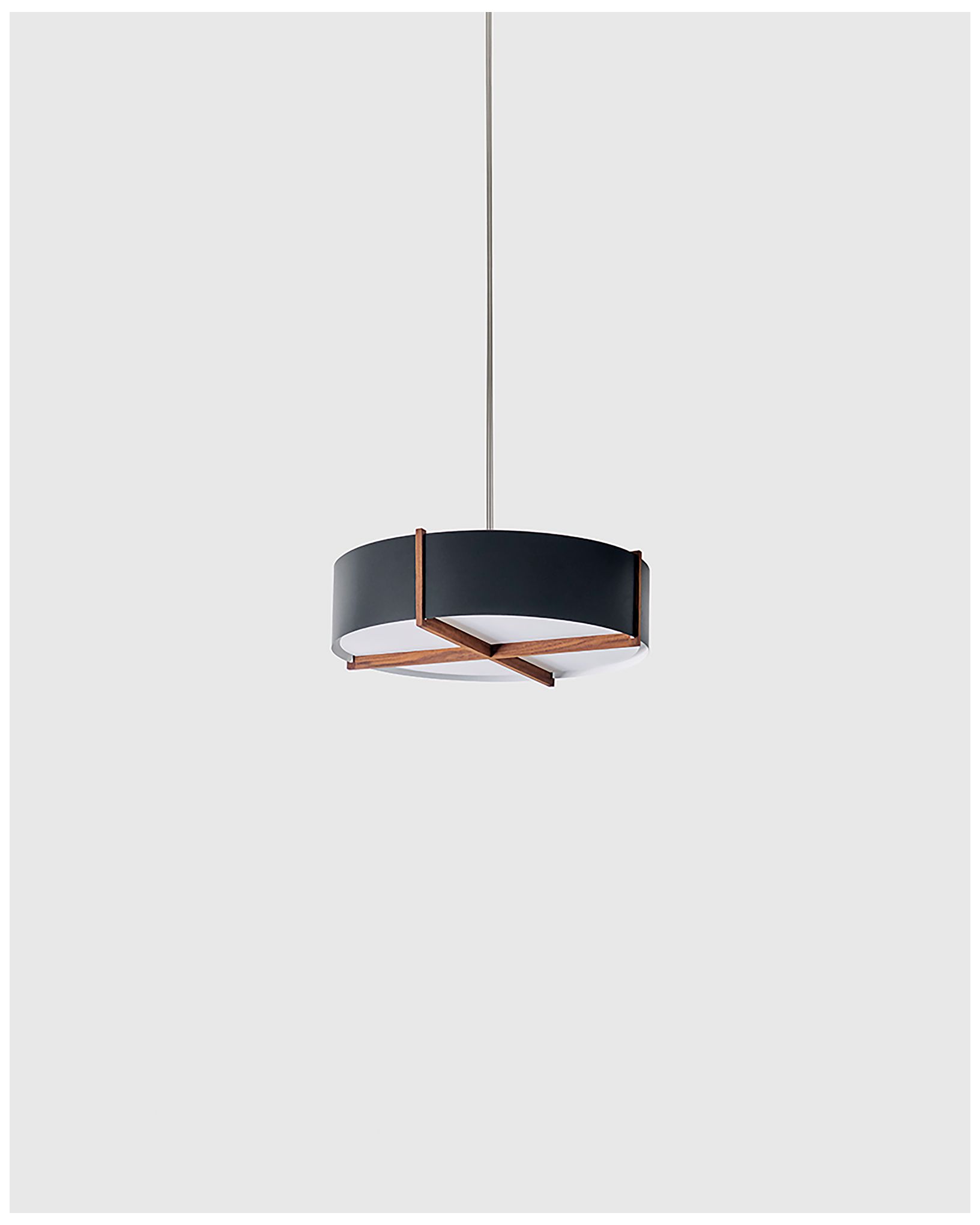 Image 2 Plura 24" Wide Walnut Accented Matte Black Pendant more views