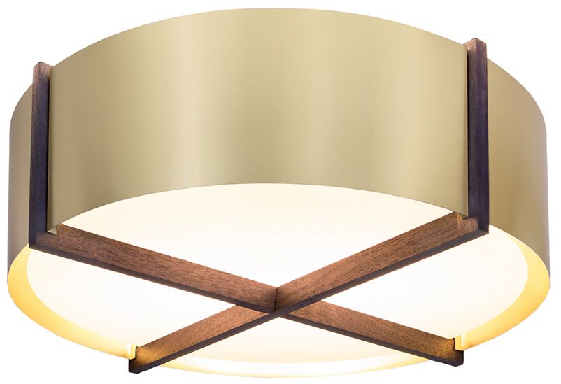 Plura 24"W Walnut Accented 2700K P1 Driver Brushed Brass LED Made to O