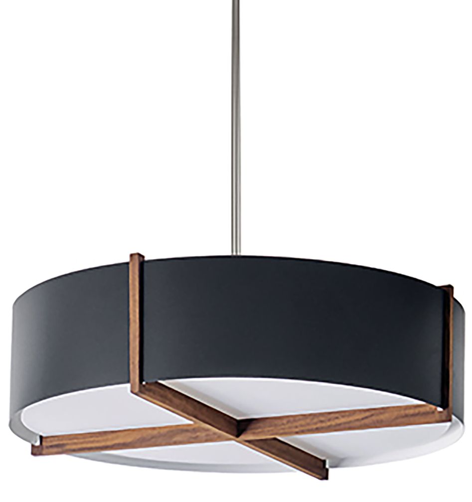 Plura 24" Wide Walnut 2700K LED Pendant Light w/ Black Shade Made to Order