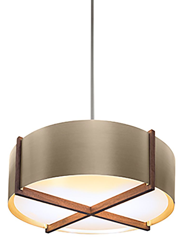 Plura 24" Wide Walnut Accented Distressed Brass Pendant - Made to Order