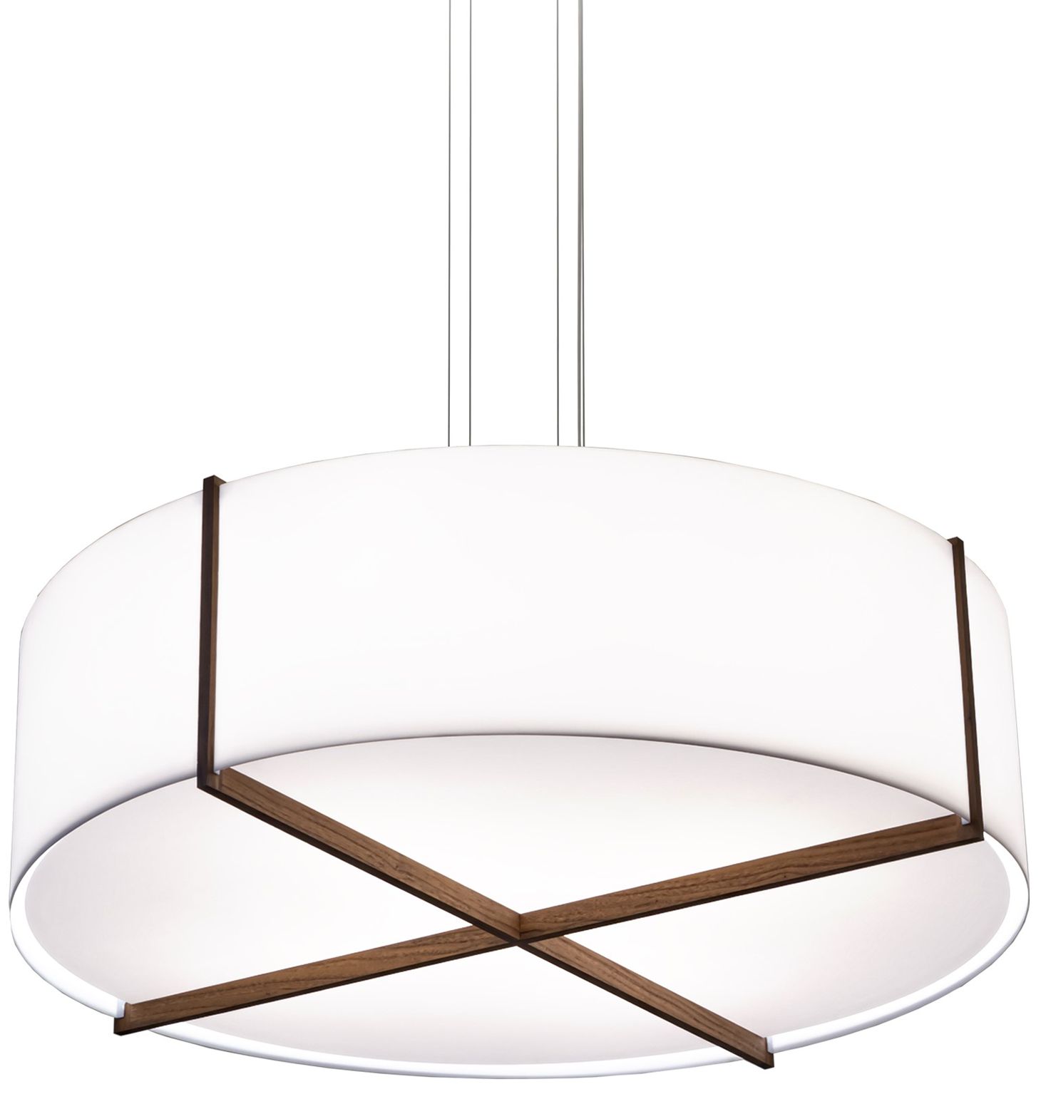 Plura 30" Dark Stained Walnut & Gloss White 3000K LED Pendant Made to Order