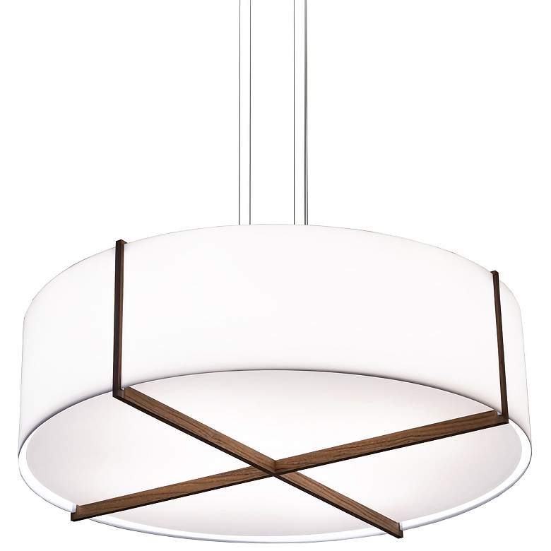 Image 1 Plura 30" Dark Stained Walnut & Gloss White 3000K LED Pendant
