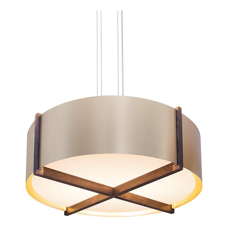 Image 1 Plura 30" Walnut Pendant With Rose Gold Shade