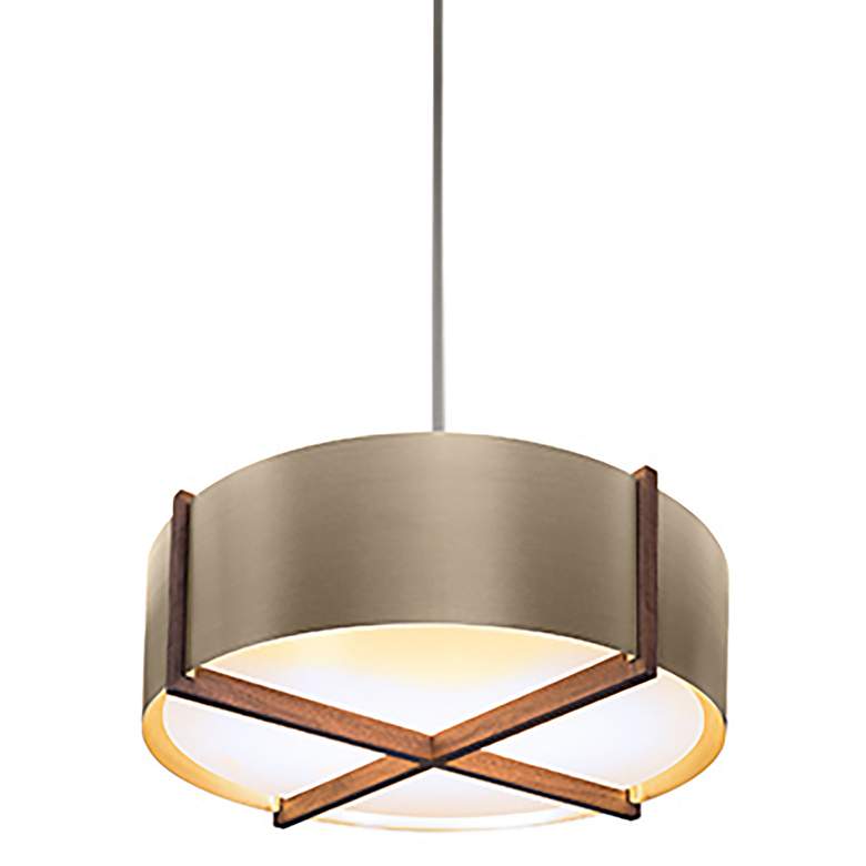 Image 1 Plura 30" Wide Walnut Accented 2700K P1 Driver Distressed Brass LED Pe