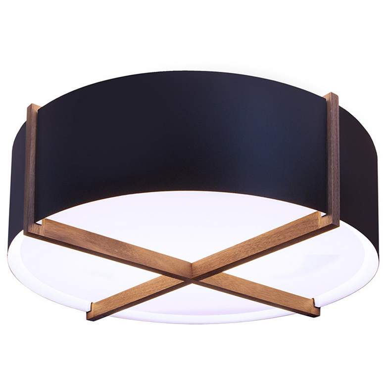 Image 1 Plura 30 inch Wide Walnut Accented 2700K P1 Driver Matte Black LED Flushmo