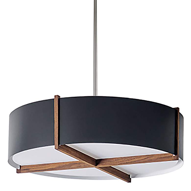 Image 1 Plura 30" Wide Walnut Accented 2700K P1 Driver Matte Black LED Pendant