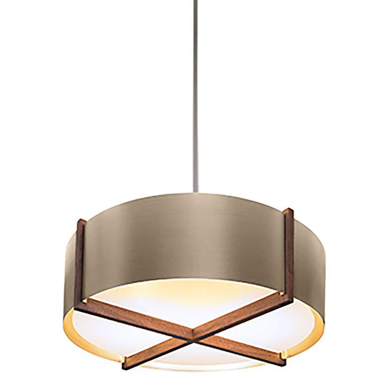 Image 1 Plura 30" Wide Walnut Accented 3500K P1 Driver Distressed Brass LED Pe