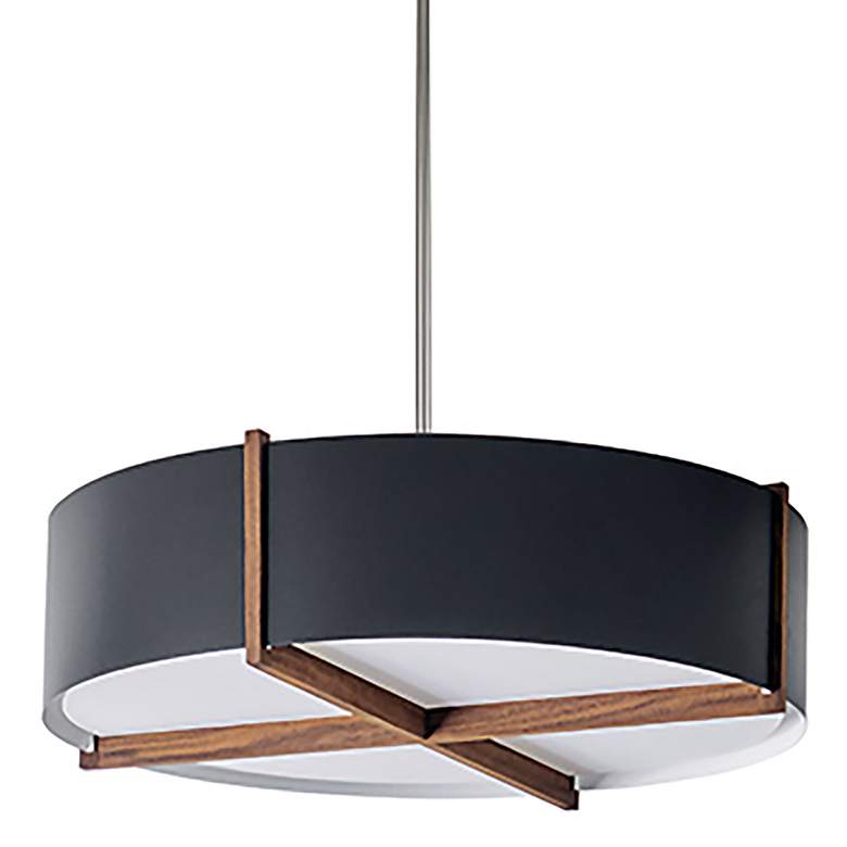 Image 1 Plura 30" Wide Walnut Accented Matte Black Pendant