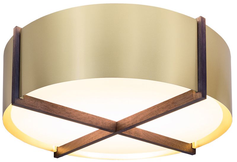 Plura 30"W Walnut Accented 3500K P1 Driver Brushed Brass LED Made to O