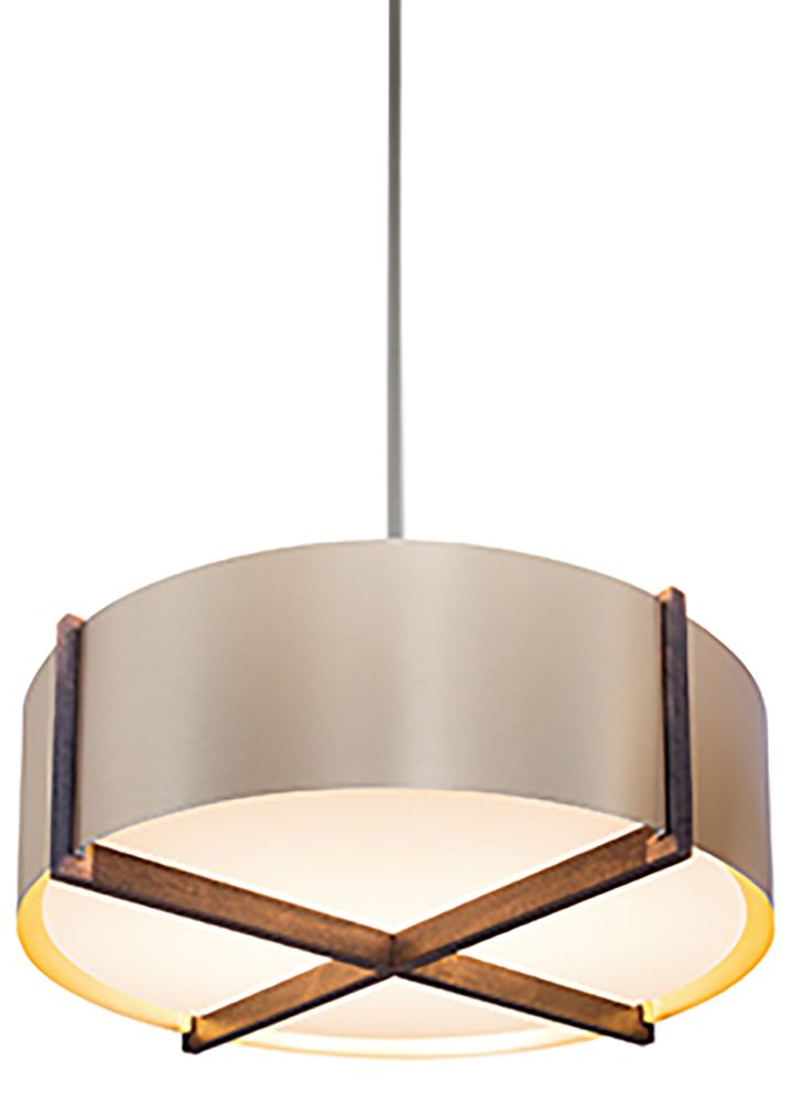Plura 30"W Walnut Accented 3500K Rose Gold LED Pendant Made to Order