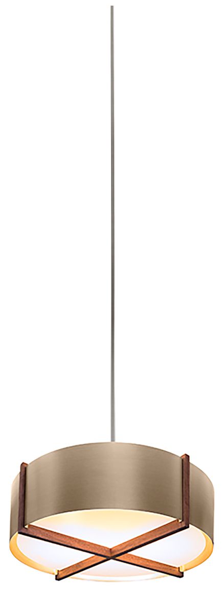 Plura 30"W Walnut Accented Distressed Brass 4-Light Pendant Made to Order