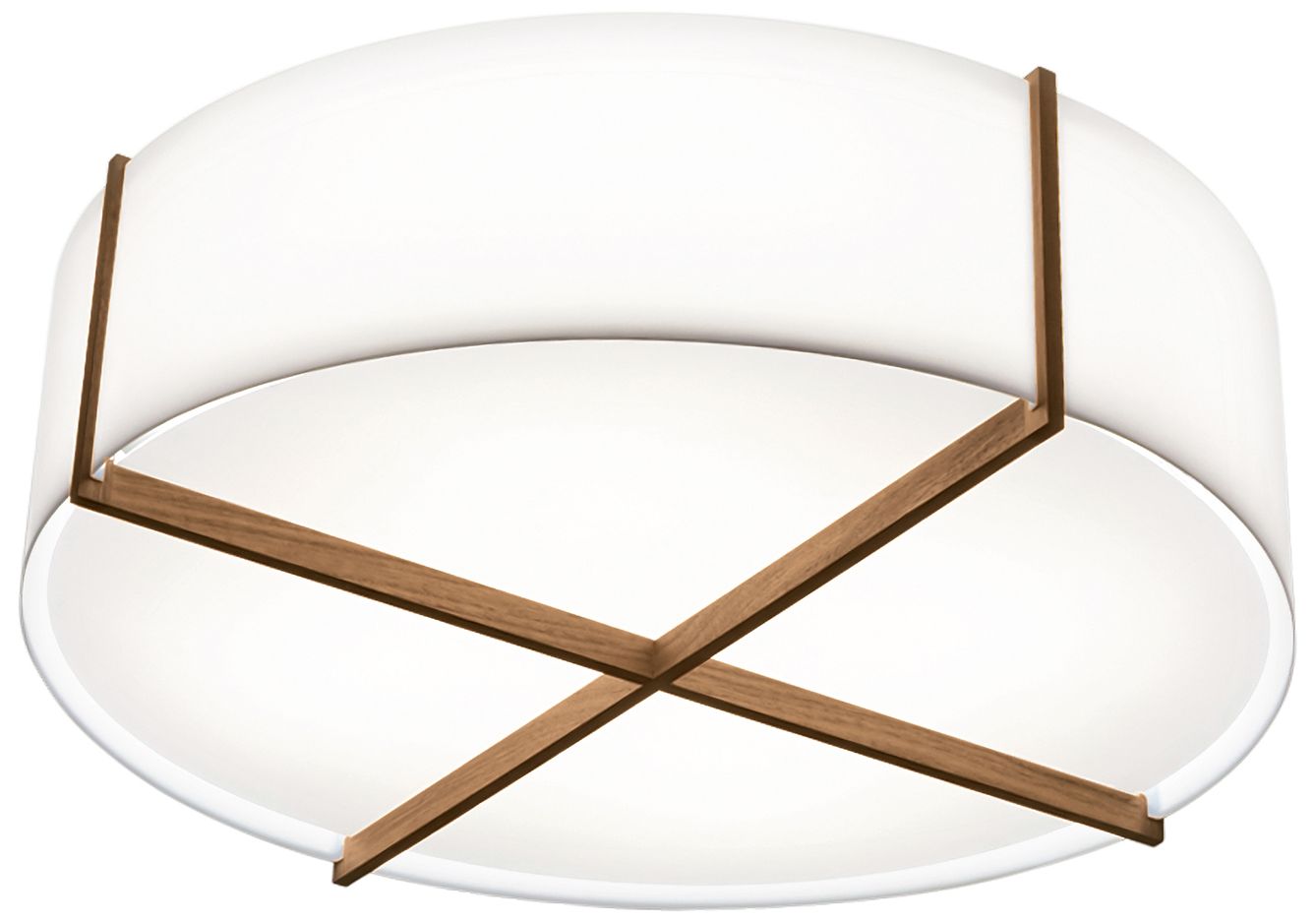 Image 2 Plura 30" Walnut Flushmount With Frosted Polymer Shade - Made to Order